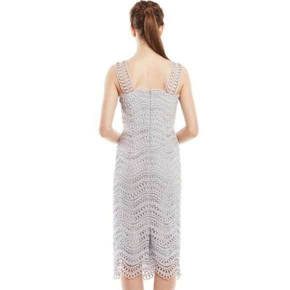Lela Rose Sheath Dress Wave Lace in Ice Blue Size 2 EUC - Picture 4 of 16